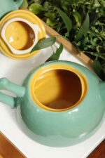 Zielono żółty ceramiczny serwis do kawy/herbaty w stylu Memphis dla czterech osób, projekt Massimo Iosa Ghini dla Naj Oleari, Włochy, lata 80. - obrazek 35