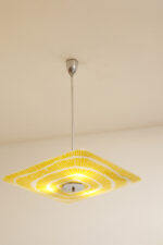 Żółta kwadratowa szklana trzypunktowa lampa sufitowa „Parasolka” z geometrycznym wzorem, Napako, Czechosłowacja, lata 60. - obrazek 29