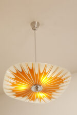 Pomarańczowa szklana trzypunktowa lampa sufitowa „Parasolka” z geometrycznym wzorem i złoceniami, Napako, Czechosłowacja, lata 60. - obrazek 31