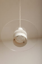 Metalowa jednopunktowa biała lampa wisząca/sufitowa z przeźroczystym okręgiem z pleksiglasu, HORN, typ 740, Dania, lata 70/80. - obrazek 4