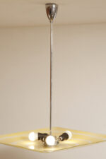 Żółta kwadratowa szklana trzypunktowa lampa sufitowa „Parasolka” z geometrycznym wzorem, Napako, Czechosłowacja, lata 60. - obrazek 31