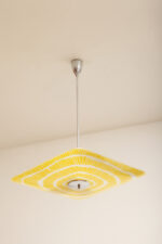 Żółta kwadratowa szklana trzypunktowa lampa sufitowa „Parasolka” z geometrycznym wzorem, Napako, Czechosłowacja, lata 60. - obrazek 32