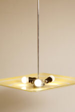 Żółta kwadratowa szklana trzypunktowa lampa sufitowa „Parasolka” z geometrycznym wzorem, Napako, Czechosłowacja, lata 60. - obrazek 33