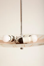 Pomarańczowa szklana trzypunktowa lampa sufitowa „Parasolka” z geometrycznym wzorem i złoceniami, Napako, Czechosłowacja, lata 60. - obrazek 34