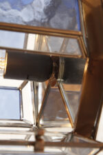 Szklany jednopunktowy witrażowy ręcznie wykonany kinkiet/plafon/lampa ścienna na miedzianej konstrukcji, Hiszpania, 2003 rok - obrazek 38