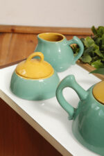 Zielono żółty ceramiczny serwis do kawy/herbaty w stylu Memphis dla czterech osób, projekt Massimo Iosa Ghini dla Naj Oleari, Włochy, lata 80. - obrazek 40