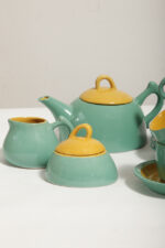 Zielono żółty ceramiczny serwis do kawy/herbaty w stylu Memphis dla czterech osób, projekt Massimo Iosa Ghini dla Naj Oleari, Włochy, lata 80. - obrazek 41