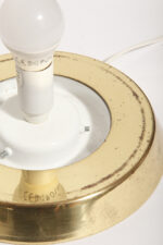 Nieduża ciężka jednopunktowa stożkowa mlecznobiała szklana lampka nocna/biurkowa "Kibo" z okrągłą złotą metalową podstawą, Peill & Putzler, Niemcy, lata 70 - obrazek 42