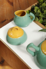 Zielono żółty ceramiczny serwis do kawy/herbaty w stylu Memphis dla czterech osób, projekt Massimo Iosa Ghini dla Naj Oleari, Włochy, lata 80. - obrazek 44