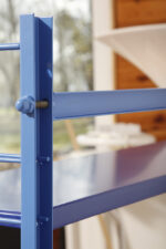 Modułowa wolnostojąca szafka/regał/biblioteczka na metalowej niebieskiej konstrukcji z pięcioma metalowymi półkami z regulowaną wysokością, Drentea, Holandia, lata 60. - obrazek 46