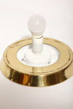 Nieduża ciężka jednopunktowa stożkowa mlecznobiała szklana lampka nocna/biurkowa "Kibo" z okrągłą złotą metalową podstawą, Peill & Putzler, Niemcy, lata 70 - obrazek 45