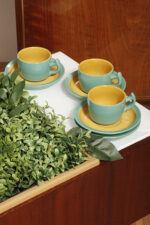 Zielono żółty ceramiczny serwis do kawy/herbaty w stylu Memphis dla czterech osób, projekt Massimo Iosa Ghini dla Naj Oleari, Włochy, lata 80. - obrazek 47