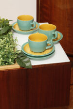 Zielono żółty ceramiczny serwis do kawy/herbaty w stylu Memphis dla czterech osób, projekt Massimo Iosa Ghini dla Naj Oleari, Włochy, lata 80. - obrazek 8