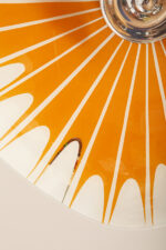 Pomarańczowa szklana trzypunktowa lampa sufitowa „Parasolka” z geometrycznym wzorem i złoceniami, Napako, Czechosłowacja, lata 60. - obrazek 9