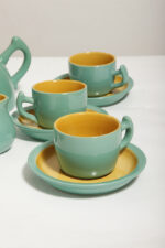 Zielono żółty ceramiczny serwis do kawy/herbaty w stylu Memphis dla czterech osób, projekt Massimo Iosa Ghini dla Naj Oleari, Włochy, lata 80. - obrazek 10