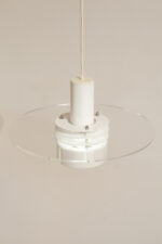 Metalowa jednopunktowa biała lampa wisząca/sufitowa z przeźroczystym okręgiem z pleksiglasu, HORN, typ 740, Dania, lata 70/80. - obrazek 10