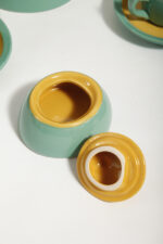 Zielono żółty ceramiczny serwis do kawy/herbaty w stylu Memphis dla czterech osób, projekt Massimo Iosa Ghini dla Naj Oleari, Włochy, lata 80. - obrazek 12