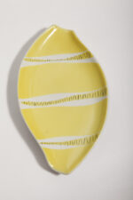 Żółto-biała porcelanowa ręcznie malowana popielniczka/paterka, Polish New Look, Zakłady Porcelany Stołowej "Karolina" w Jaworzynie Śląskiej, Polska, lata 60. - obrazek 10