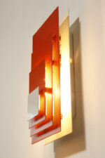 Nieduży metalowy pomarańczowy jednopunktowy prostokątny kinkiet/lampa ścienna w stylu Op Art, model 8578, projekt Heinz Stahl dla Hillebrand Leuchten, wzór z 1968 roku - obrazek 30