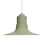 Duża jednopunktowa jasno zielona metalowa/aluminiowa lampa wisząca/sufitowa "Cyklon", projekt P. O. Ström dla Ikea, Szwecja, lata 70.