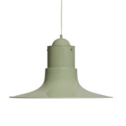 Duża jednopunktowa jasno zielona metalowa/aluminiowa lampa wisząca/sufitowa "Cyklon", projekt P. O. Ström dla Ikea, Szwecja, lata 70.