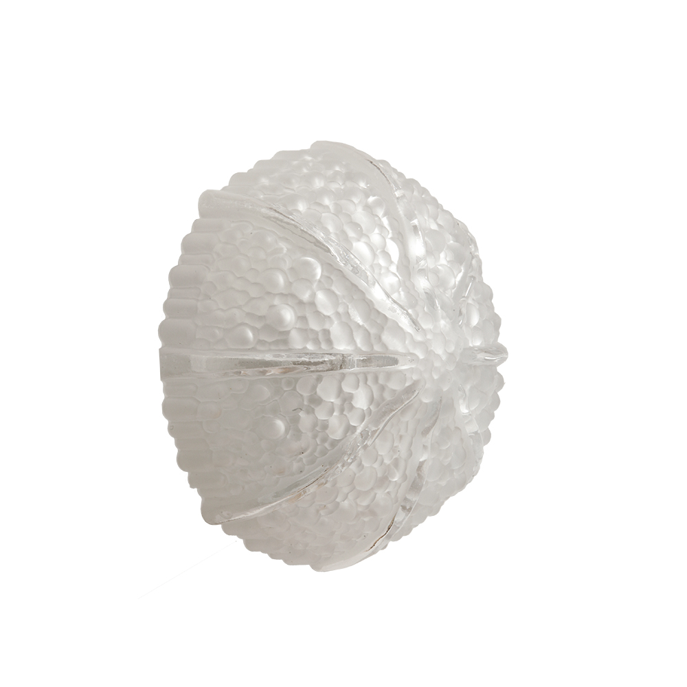 lampa retro, antique store warsaw, retro store, vintage sconce, vintage lamp, design sklep warszawa, white glass lamp, italian lamp, design sklep, prl style, antique shop, italian style, antyk sklep, design store, vintage ceiling lamp, antique store, wisząca lampa retro, antyk sklep warszawa, sklep retro, vintage wall lamp, design store warsaw, kinkiet vintage, italian vintage lamp, retro shop warsaw, prl design, milky glass lamp, white lamp, mazzega lamp, retro sklep warszawa, lampa prl, mleczna lampa wiszaca, retro shop, włoski kinkiet vintage, vintage shop warsaw, glass lamp, lampa wiszca prl, vintage shop, szklany kinkiet vintage, vintage store warsaw, lampa vintage, wisząca lampa vintage, vintage store, szkło murano, retro store warsaw, vintage hanging lamp, vintage sklep warszawa, sklep vintage, vintage italian wall lamp, lampa, szklana lampa, retro lamp, antique shop warsaw, design shop, glass vintage wall lamp, lamp design, design shop warsaw Jednopunktowa okrągła lampa ścienna/kinkiet ze szklanym "lodowym" fakturowym kloszem w kształcie kopuły, Włochy, lata 80. - obrazek 1