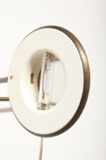 Jednopunktowa w kolorze starego złota metalowa lampa ścienna/kinkiet ze ściemniaczem, z ruchomym łamanym ramieniem i ruchomym okrągłym kloszem, Relco, Włochy, lata 80/90. - obrazek 16