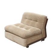 Niski fotel/mała sofa "Amanta" z konstrukcją z brązowego tworzywa i poduchami pokrytymi materiałem w kratkę w kolorze biszkoptowym, projekt Mario Bellini dla B&B Italia, lata 70.