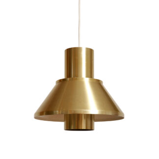 Nieduża metalowa jednopunktowa lampa wisząca/sufitowa "LIFE" w kolorze starego złota, projekt Jo Hammerborg dla Fog & Mørup, Dania, lata 70.
