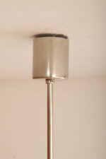Szklana jednopunktowa lampa sufitowa złożona z 8 powtarzalnych fakturowych kafli spiętych metalowymi klamrami z okrągłym matowym szklanym spodem, Kamenicky Šenov, Czechosłowacja, lata 60. - obrazek 20