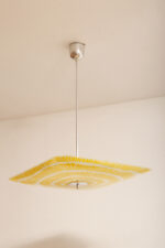 Żółto-biała kwadratowa szklana trzypunktowa lampa sufitowa „Parasolka” z geometrycznym wzorem, Napako, Czechosłowacja, lata 60. - obrazek 15