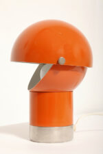 Pomarańczowa jednopunktowa metalowa lampa biurkowa/kinkiet "Pac-Man"/"Kosmonauta", projekt Pavel Grus dla Kamenický Šenov, Czechosłowacja lata 60. - obrazek 18