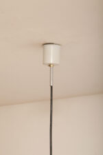 Mleczno-biała jednopunktowa szklana lampa wisząca/sufitowa z kloszem w kształcie grzyba w stylu Mazzega z chromowanym metalowym kapturkiem i metalową biała podsufitką, Włochy, lata 70. - obrazek 21