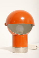 Pomarańczowa jednopunktowa metalowa lampa biurkowa/kinkiet "Pac-Man"/"Kosmonauta", projekt Pavel Grus dla Kamenický Šenov, Czechosłowacja lata 60. - obrazek 22
