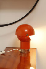 Pomarańczowa jednopunktowa metalowa lampa biurkowa/kinkiet "Pac-Man"/"Kosmonauta", projekt Pavel Grus dla Kamenický Šenov, Czechosłowacja lata 60. - obrazek 25