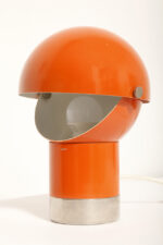 Pomarańczowa jednopunktowa metalowa lampa biurkowa/kinkiet "Pac-Man"/"Kosmonauta", projekt Pavel Grus dla Kamenický Šenov, Czechosłowacja lata 60. - obrazek 26
