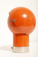 Pomarańczowa jednopunktowa metalowa lampa biurkowa/kinkiet "Pac-Man"/"Kosmonauta", projekt Pavel Grus dla Kamenický Šenov, Czechosłowacja lata 60. - obrazek 29