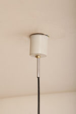 Mleczno-biała jednopunktowa szklana lampa wisząca/sufitowa z kloszem w kształcie grzyba w stylu Mazzega z chromowanym metalowym kapturkiem i metalową biała podsufitką, Włochy, lata 70. - obrazek 28