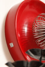 Jednopunktowa aluminiowa okrągła czerwona lampa ścienna/kinkiet w stylu Space Age, Elektrofém Isz, Węgry, lata 70. - obrazek 22
