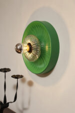 Jednopunktowa aluminiowa okrągła zielona lampa ścienna/kinkiet w stylu Space Age, Elektrofém Isz, Węgry, lata 70. - obrazek 19