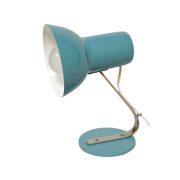 Turkusowa jednopunktowa cała metalowa lampa biurkowa z ruchomym kloszem i polerowanym ramieniem, TYP 446 z Sochaczewa, lata 70.